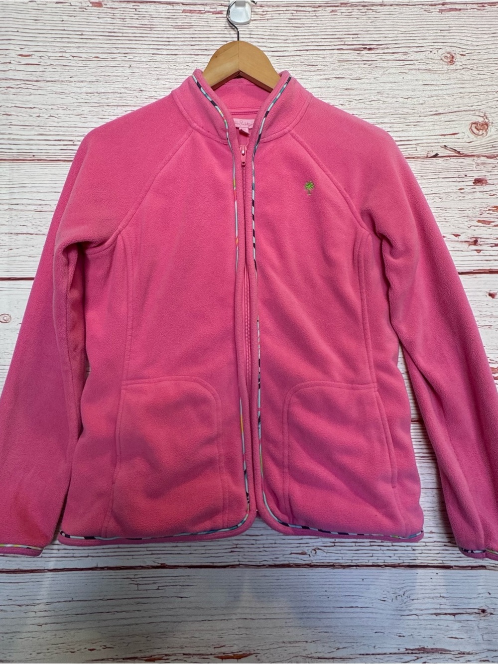 Lilly Pulitzer Penn Zip Up Fleece Jacket in Daquiri Pink Sz XS